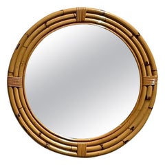 Vintage Round Bent Bamboo Mirror