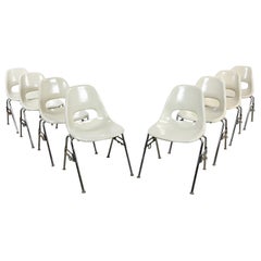 1960-70’s MCM Krueger International White Fiberglass & Chrome Stacking Chairs 8