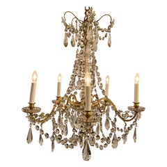 Antique French Gold Bronze and Baccarat Crystal Chandelier, Circa 1890-1900.