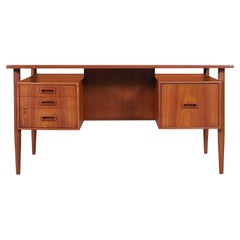 Vintage Danish Modern Floating Top Teak Desk by Johannes Sorth