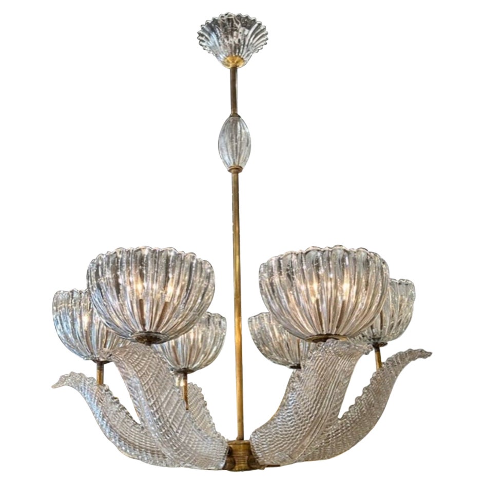 Italian Murano Chandelier after Barovier and Toso For Sale