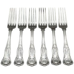 Circa 1885 Pattern Set of 6 Sterling Silver Dinner Forks in "Kings II" by Gorham