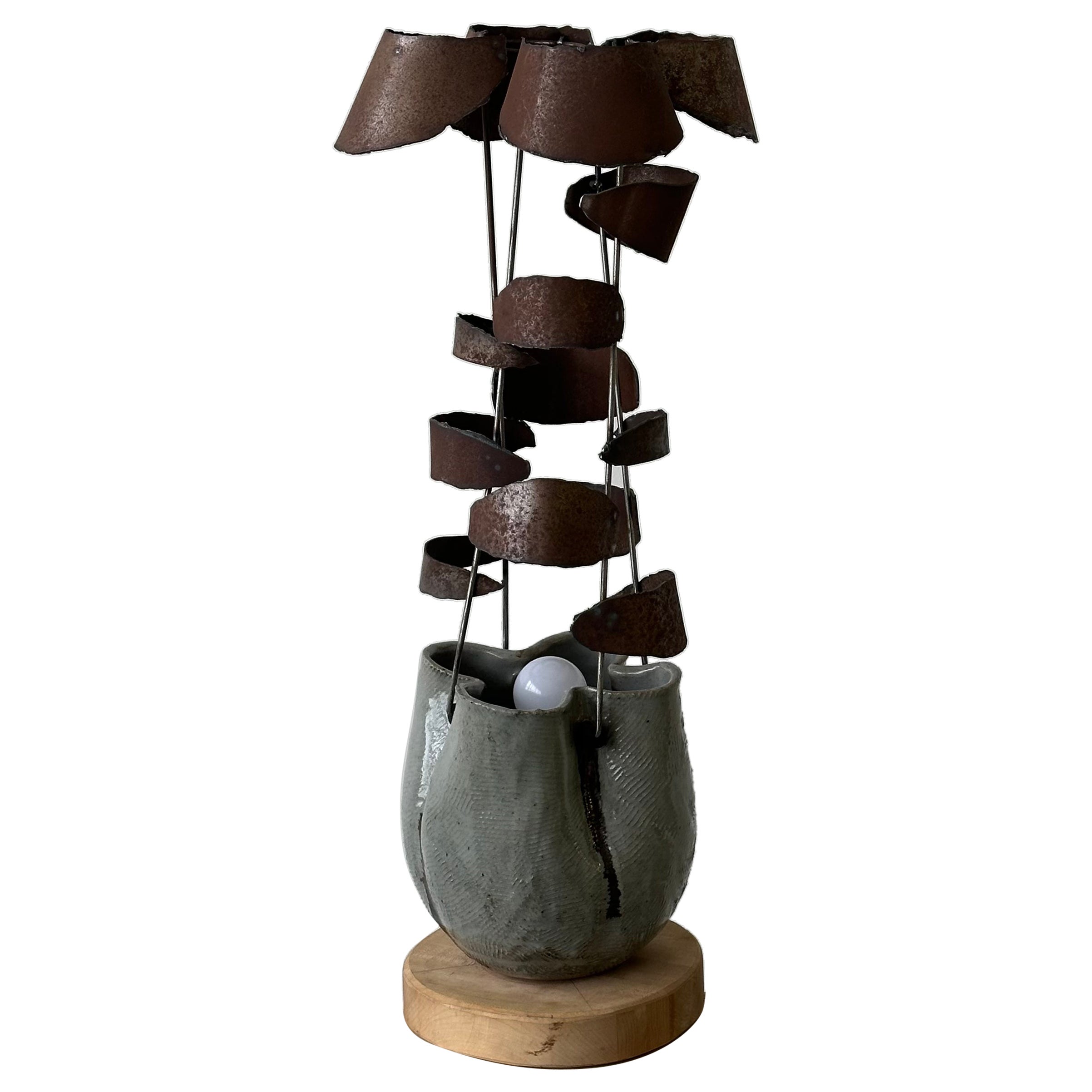 Studio-made Ceramic Brutalist Lamp For Sale