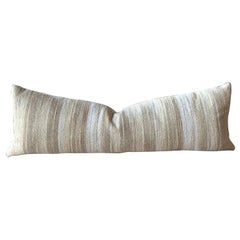 Woven Belgian Linen and Wool Stripe Lumbar Pillow with Down Insert