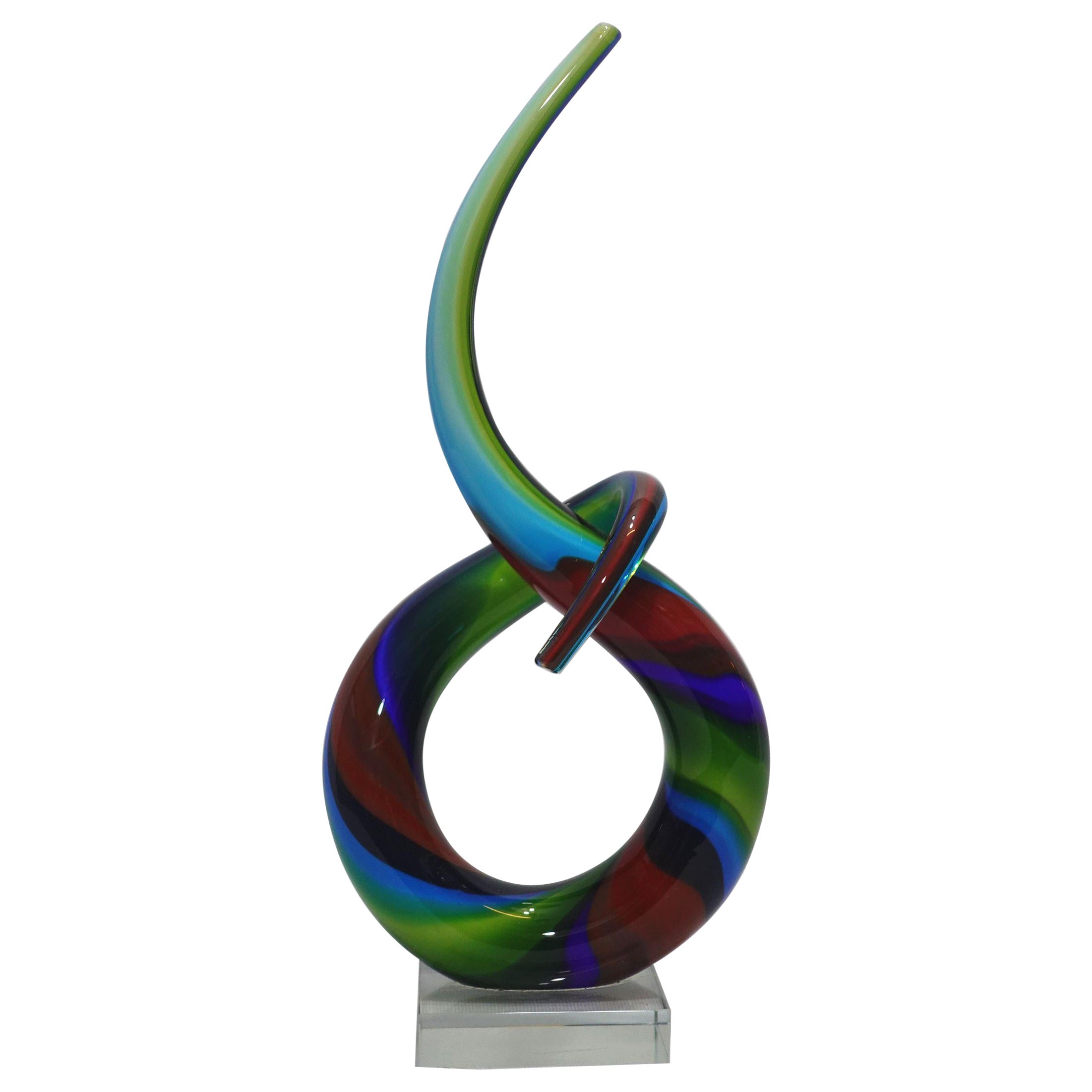 Murano Style Entwined Sculpture Italian Art Glass