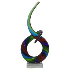 Murano Style Entwined Sculpture Italian Art Glass 