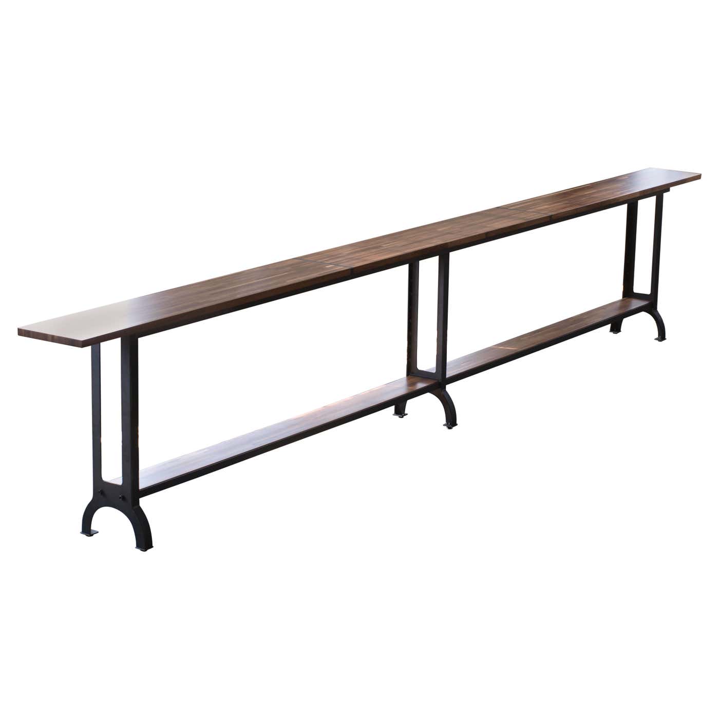 20 foot Industrial Walnut Drink Rail For Sale at 1stDibs