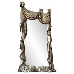 Vintage Monumental Italian Jumbo Collection Hand Carved Swag Mirror