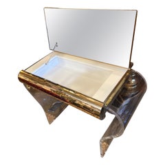 Used 1950s Lucite and glass dressing room vanity by Hill Manufacturing Co.