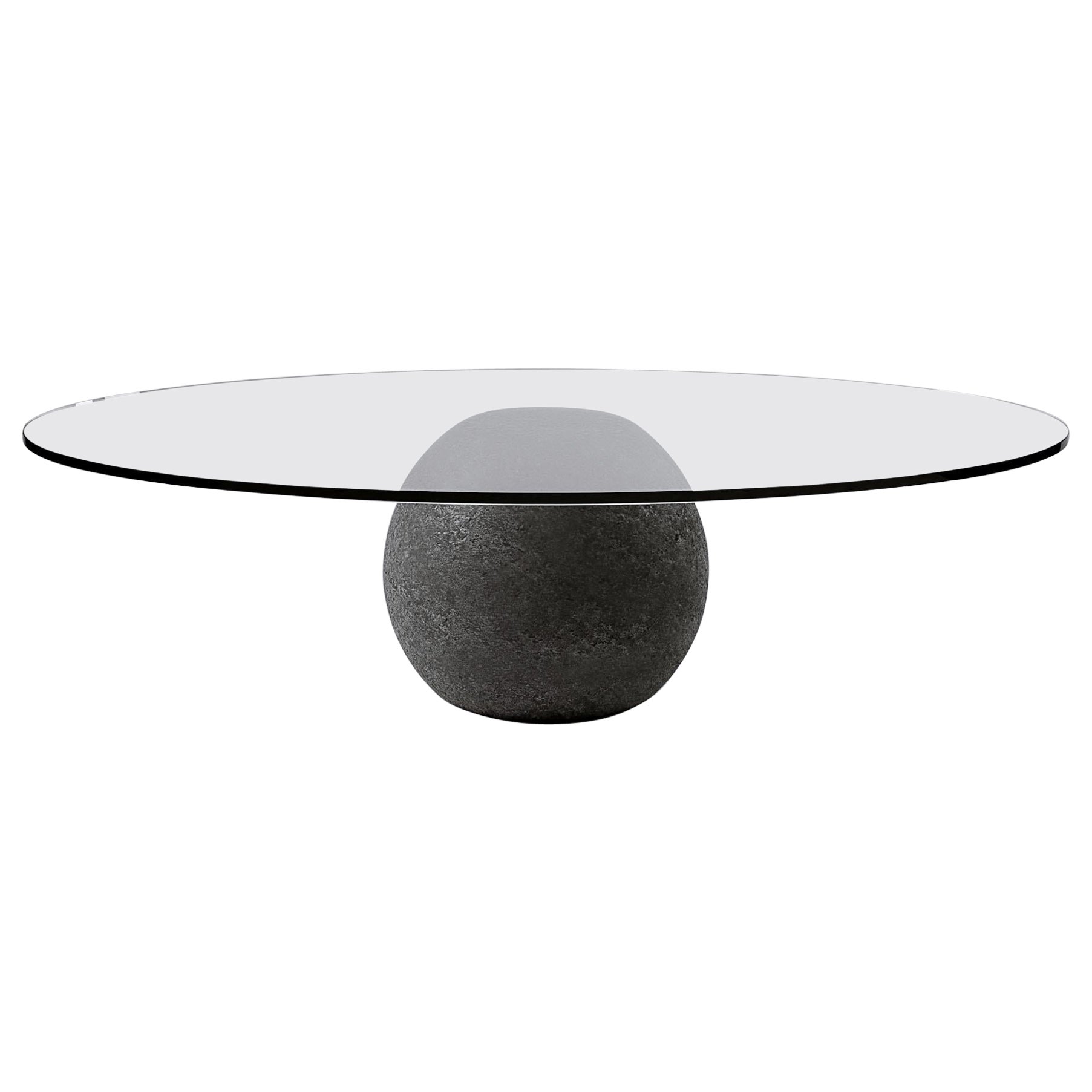 Volcanic stone and glass coffee table For Sale