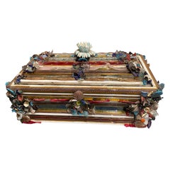 Used Precious Murano Glass Jewel or Dresser Box  1930'