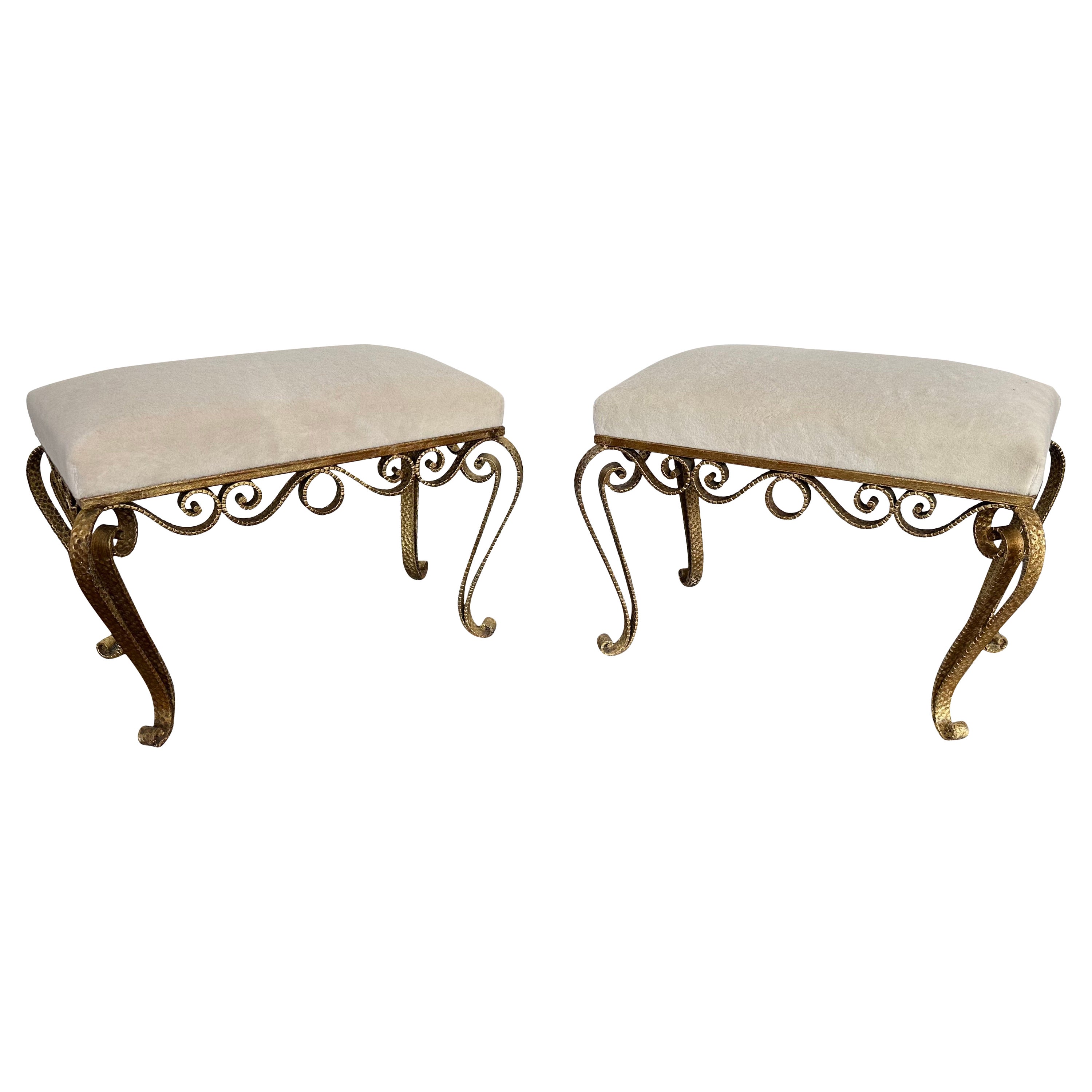 Pair of Stools Gold Leaf by Pier Luigi Colli, Italy, 1950s