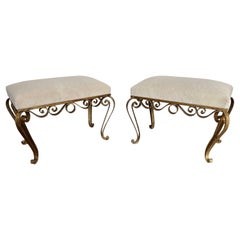 Vintage Pair of Stools Gold Leaf by Pier Luigi Colli, Italy, 1950s