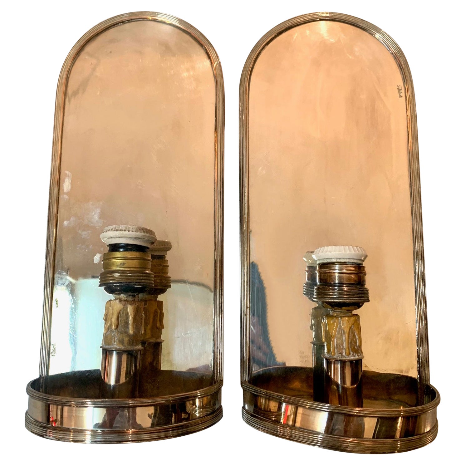 20th Century Spanish Century Vintage Silver Metal Wall Light Sconces by Valenti