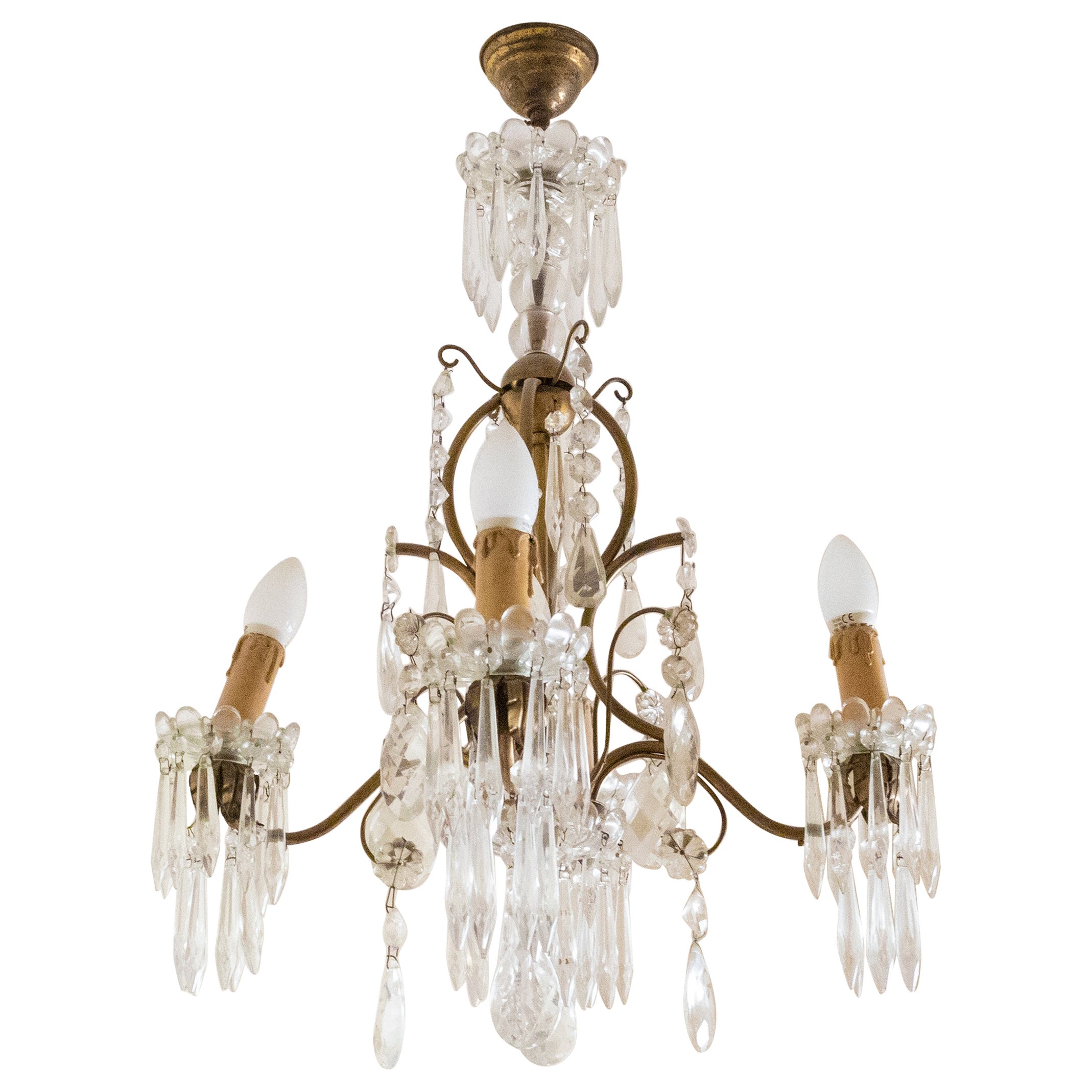 19th Century Four Candles Chandelier, Louis XV For Sale