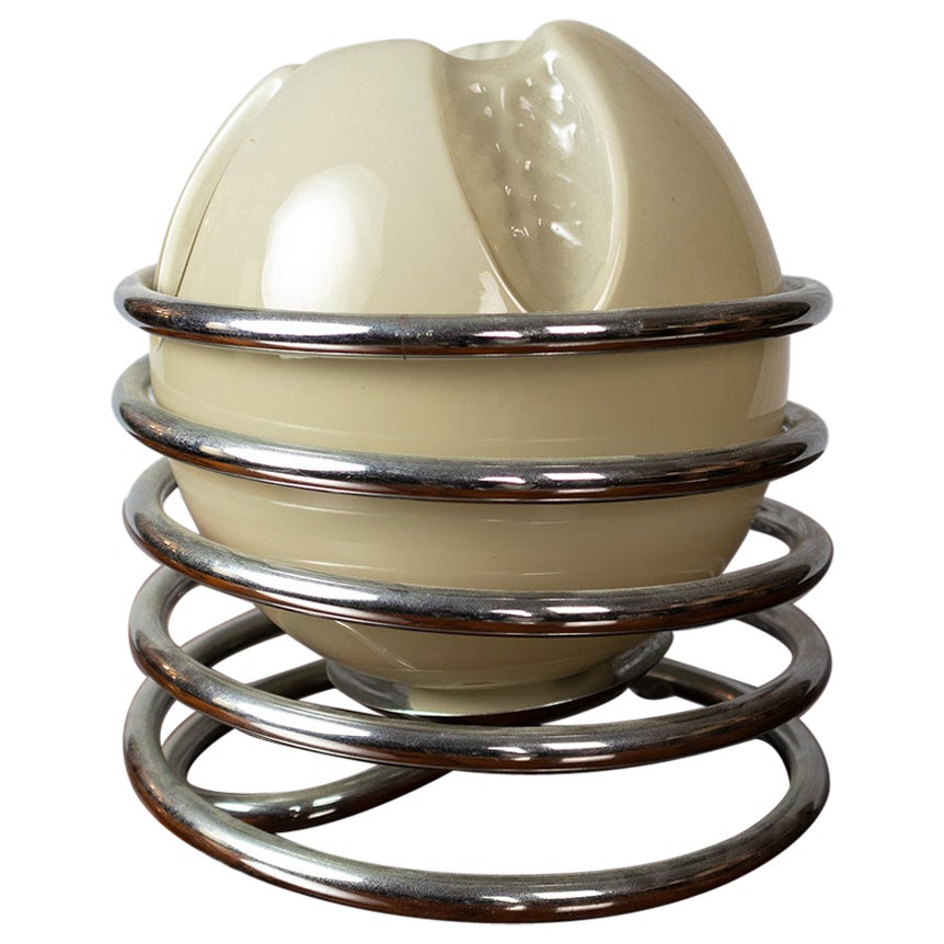 Italian Chromed Spiral Table Lamp, 20th Century For Sale