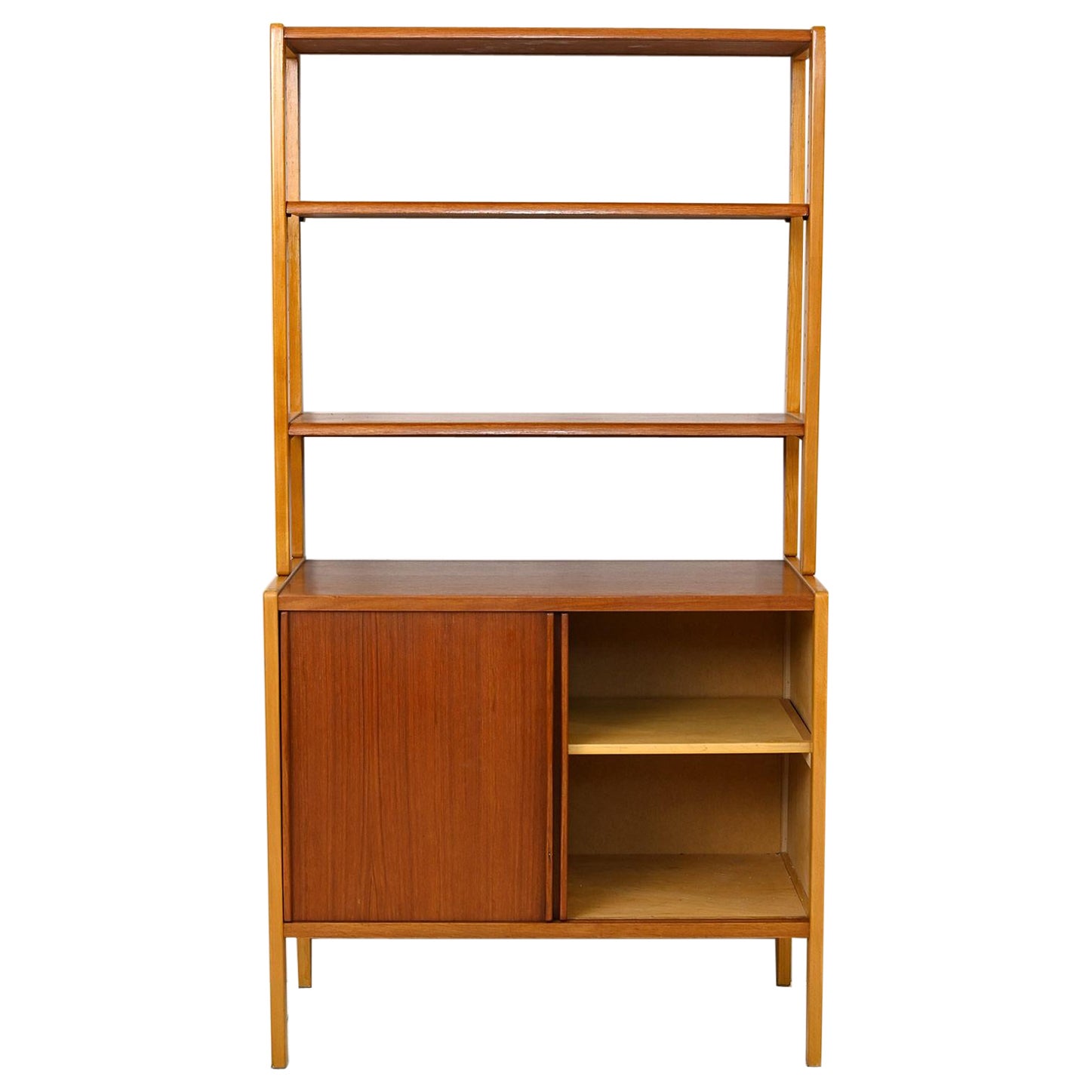 Vintage bookcase with sliding doors For Sale