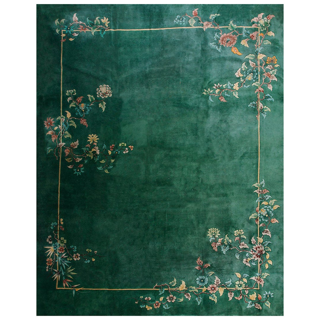  1930s Chinese Art Deco Carpet ( 12'10" x 15'9" - 390 x 480 ) For Sale