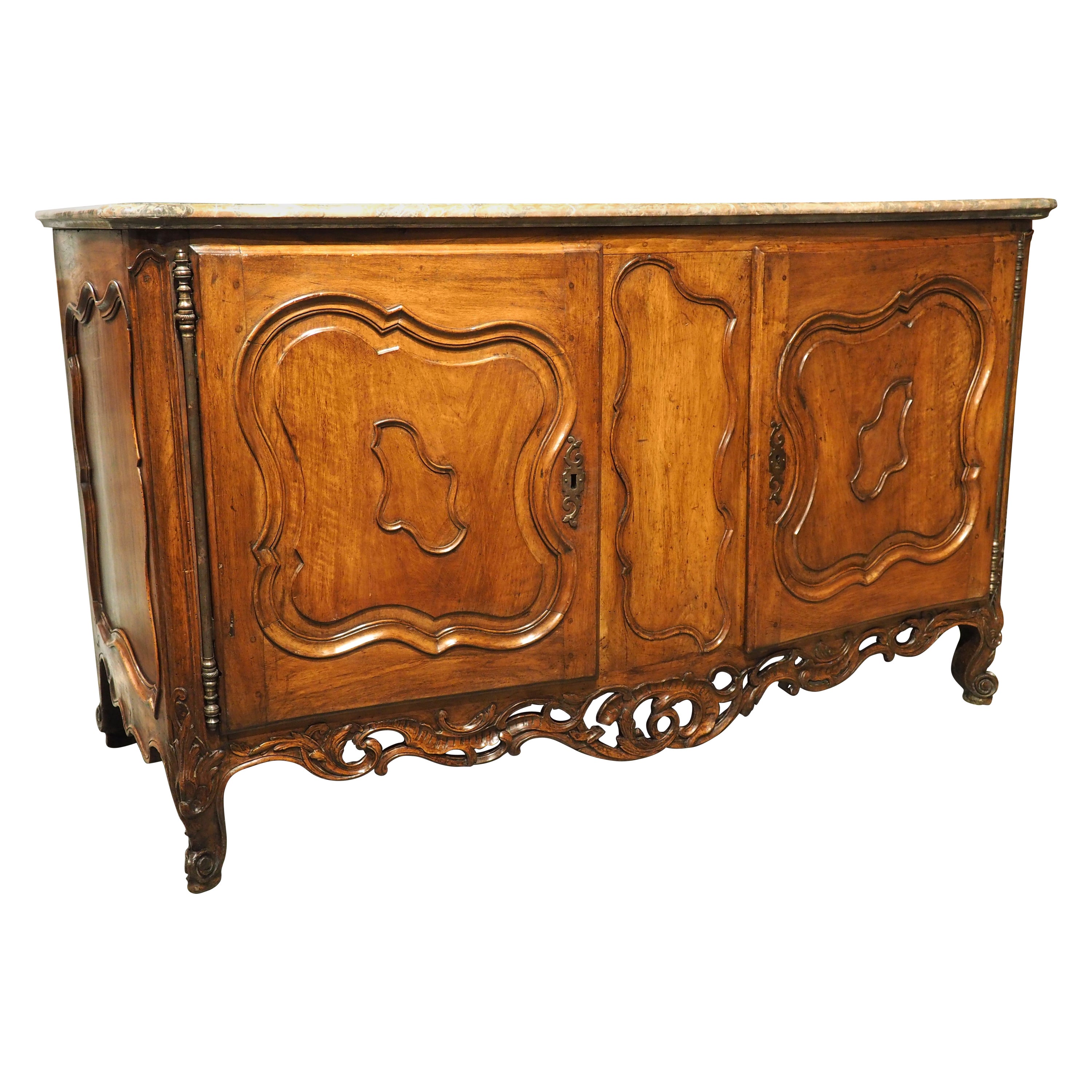 Exceptional and Large Walnut Wood Buffet de Chateau, Nimes, France, C. 1750 For Sale