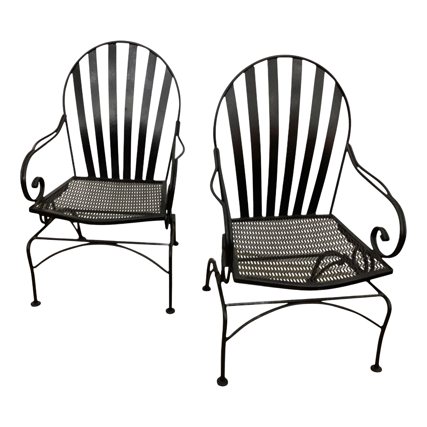 Pair of Vintage Iron Cantilevered Chairs  For Sale