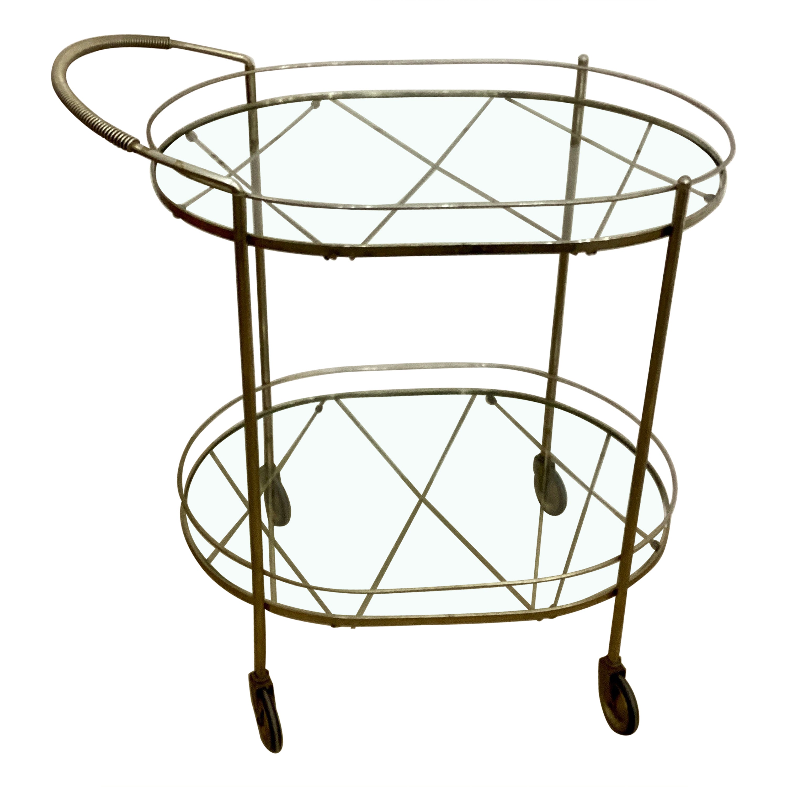 Mid Century Two Tiered Chrome Bar Cart  For Sale