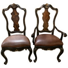 Used Suite of eight Ebonized and Burl Wood Dining Chairs