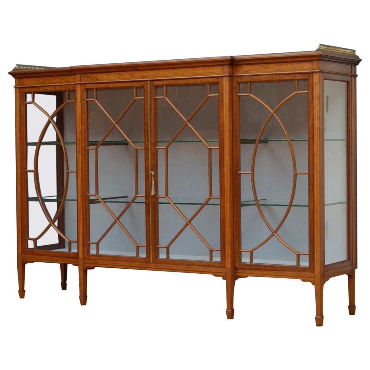 Superb Edwardian Mahogany and Inlaid Display Cabinet For Sale