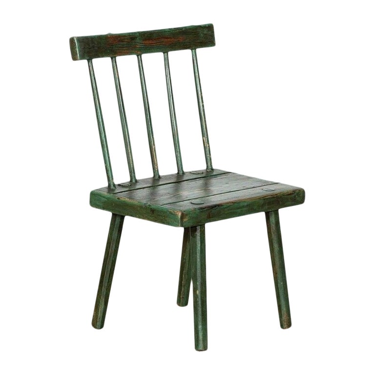 19thC Irish Vernacular Painted Ash, Elm & Pine Hedge Chair For Sale