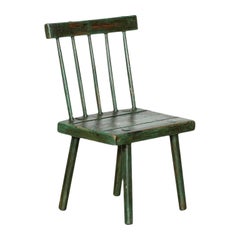 Antique 19thC Irish Vernacular Painted Ash, Elm & Pine Hedge Chair