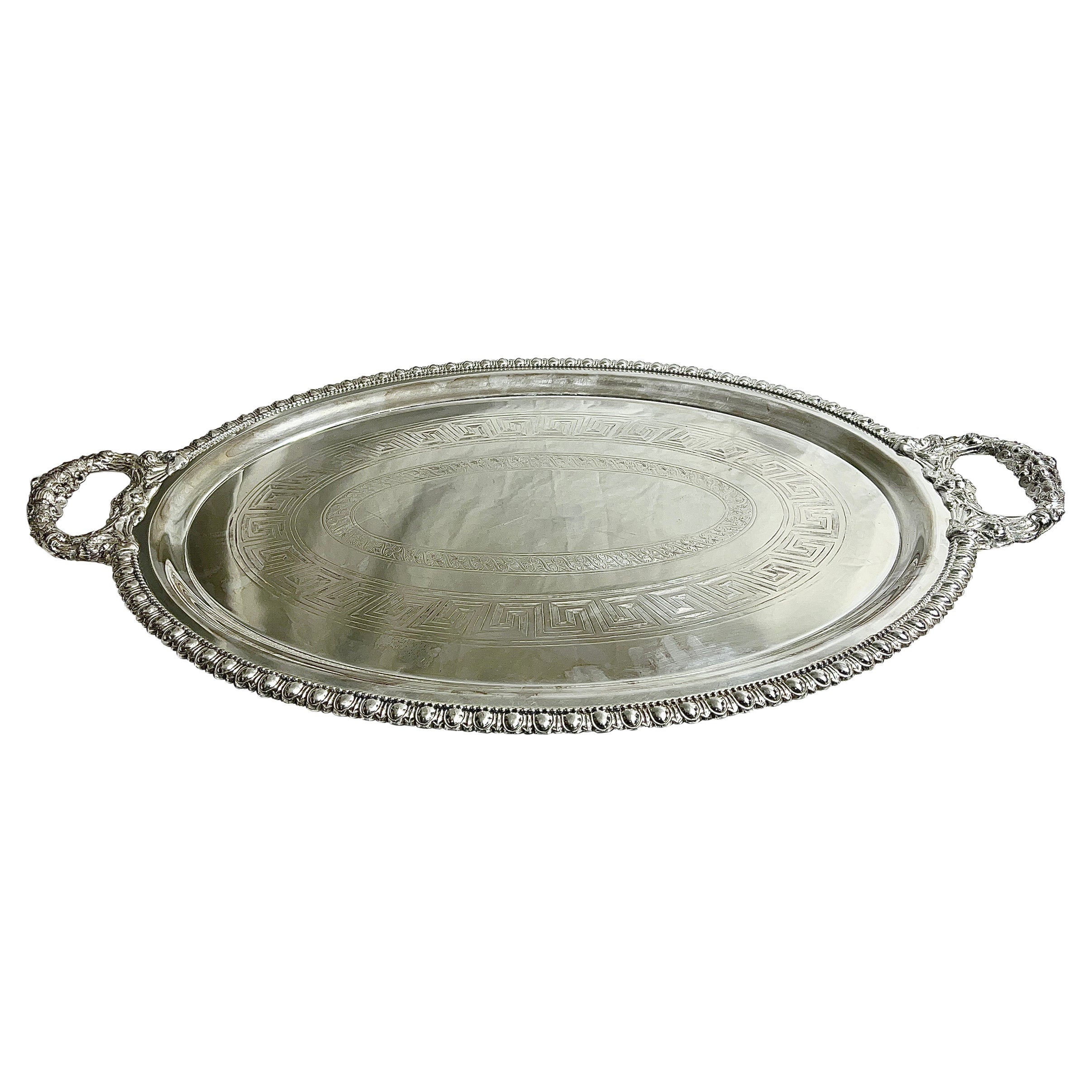 Antique English Sheffield Silver Plate Tray Signed "Mappin and Webb" Circa 1890. For Sale
