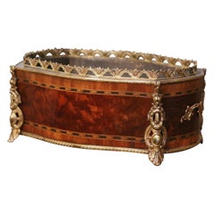 19th Century French Burl Walnut Marquetry and Bronze Mounts Bombe Jardinière