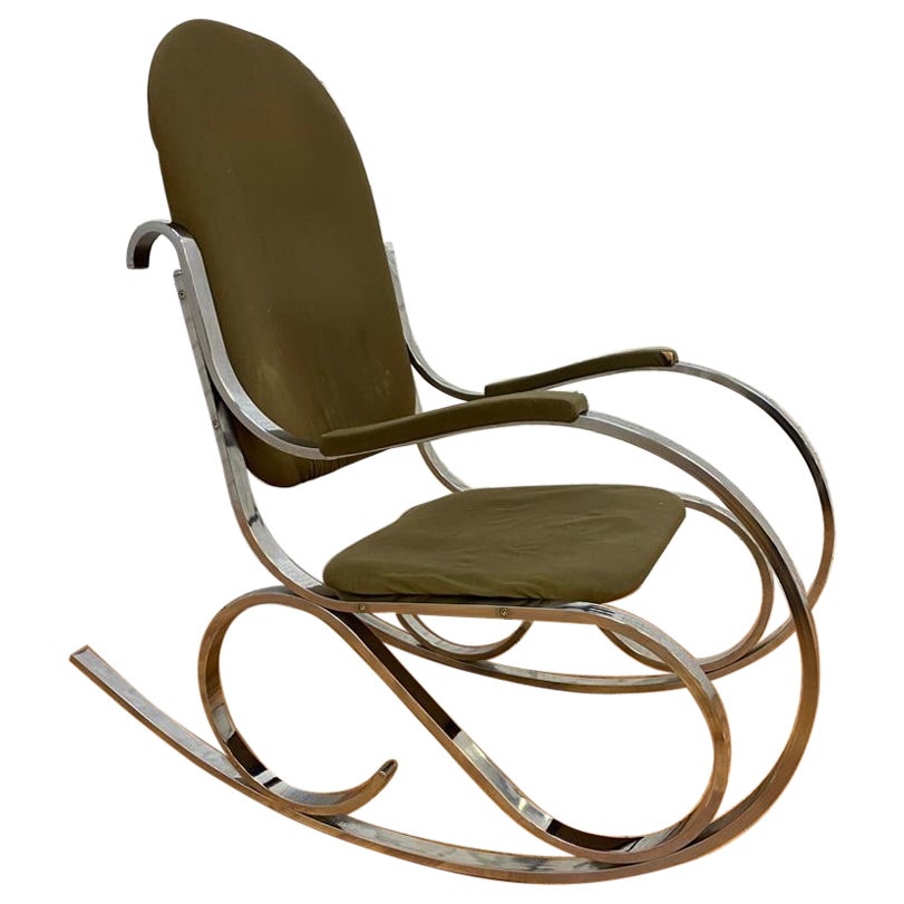 Mid Century Modern Italian Chrome Rocking Chair