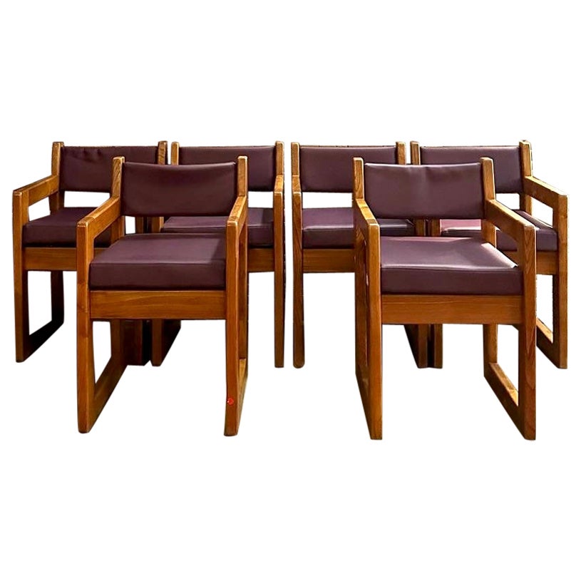 Ensemble de 6 chaises de salle à manger Maison Regain, vers 1970, France en vente