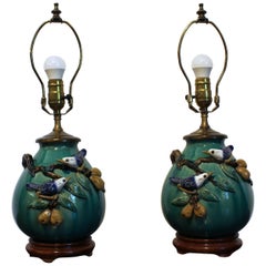 Vintage Mid-20th Century Pair of Chinese Porcelain Lamps