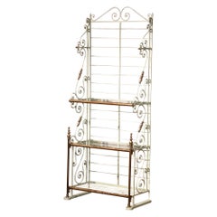 Early 20th Century French Painted Iron Bronze & Brass Three-Shelf Baker's Rack