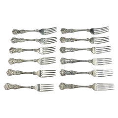 c. 1900 Set of 12 Sterling Silver "King" Pattern Luncheon Forks