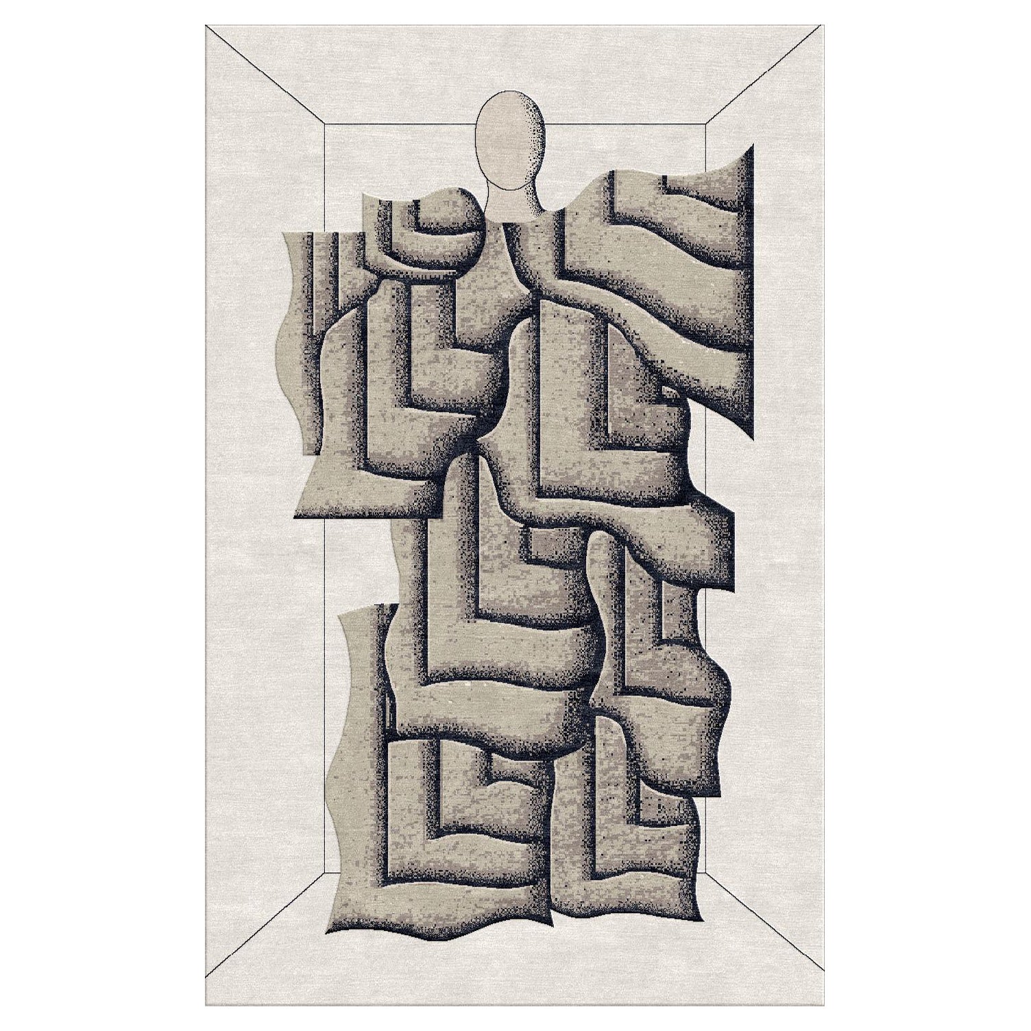 Hand-knotted wool rug "Character" by Roberto Aizenberg