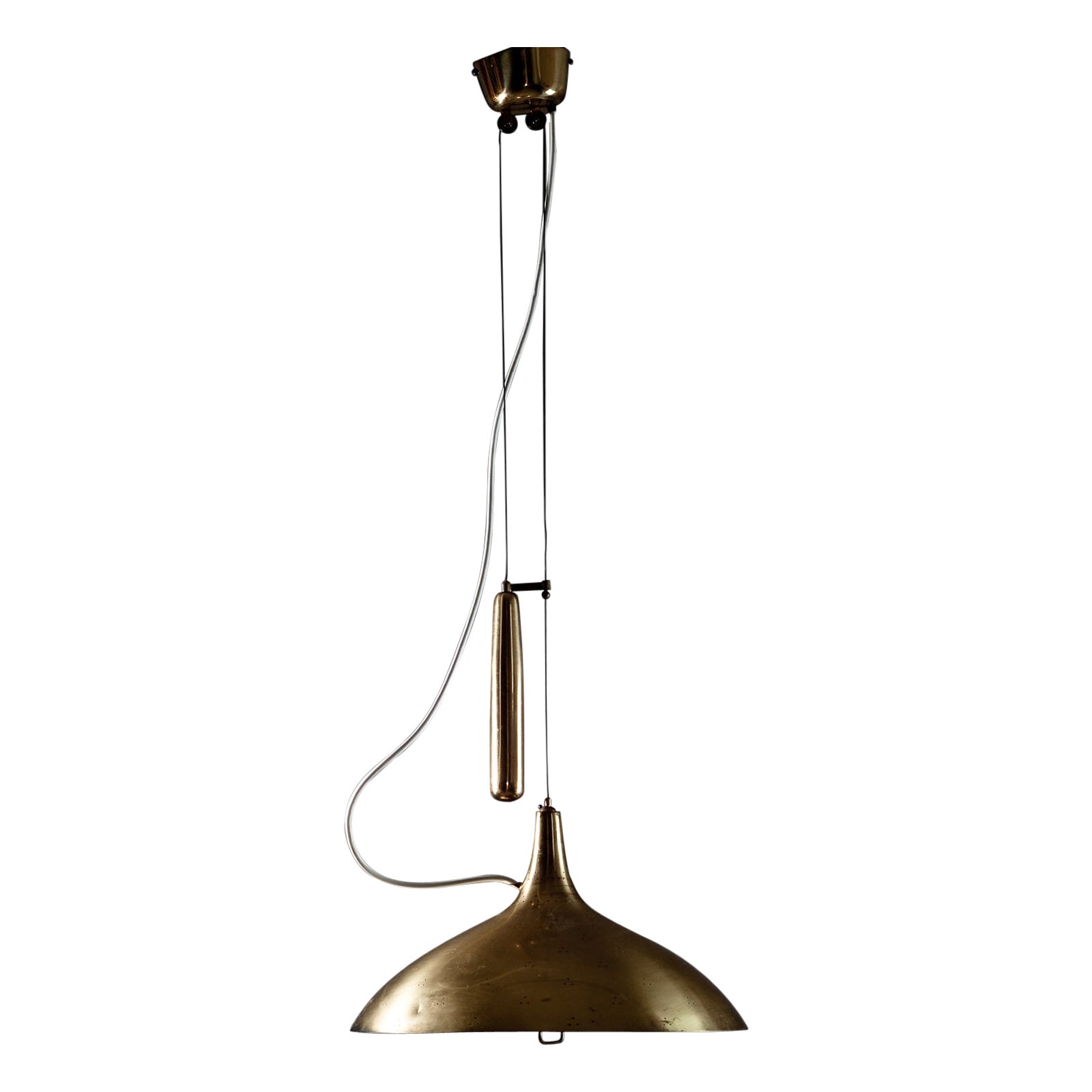 Paavo Tynell, brass counterweight light A1965 for TAITO Oy For Sale