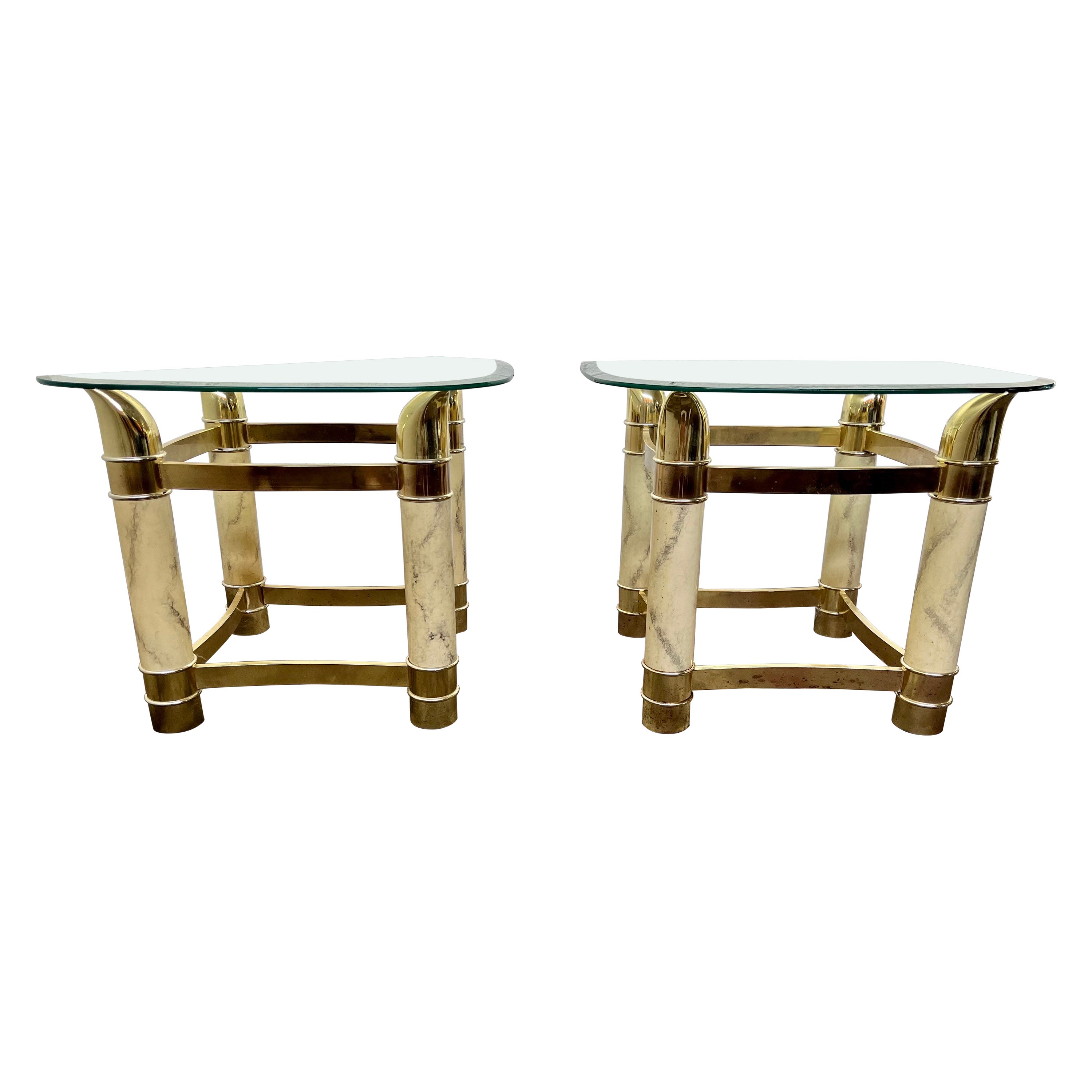 Mid-Century Modern Faux Tusk End Tables by Tommaso Barbi Italy For Sale