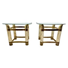 Retro Mid-Century Modern Faux Tusk End Tables by Tommaso Barbi Italy