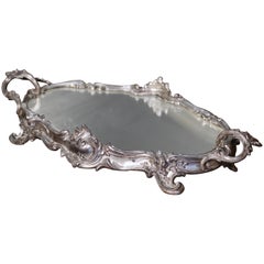 19th Century French Louis XV Silver Mirrored Surtout de Table Centerpiece