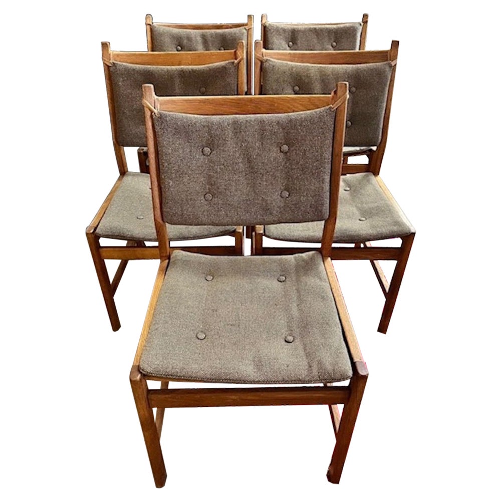 Set of 5 Oak Slatted Dining Chairs by Kurt Østervig for KP Mobler For Sale