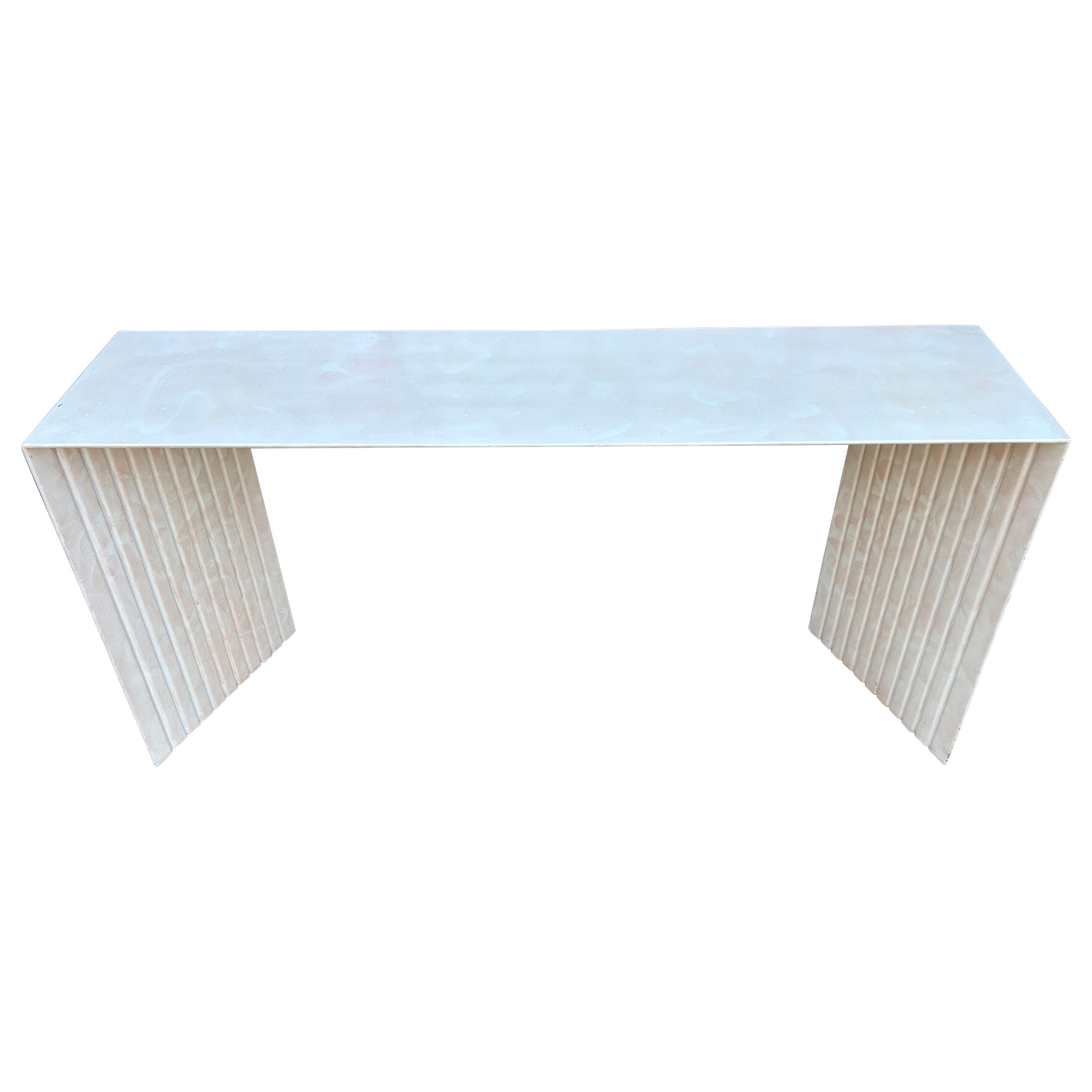 Post Modern 1980s artistic Painted narrow forced perspective console table For Sale