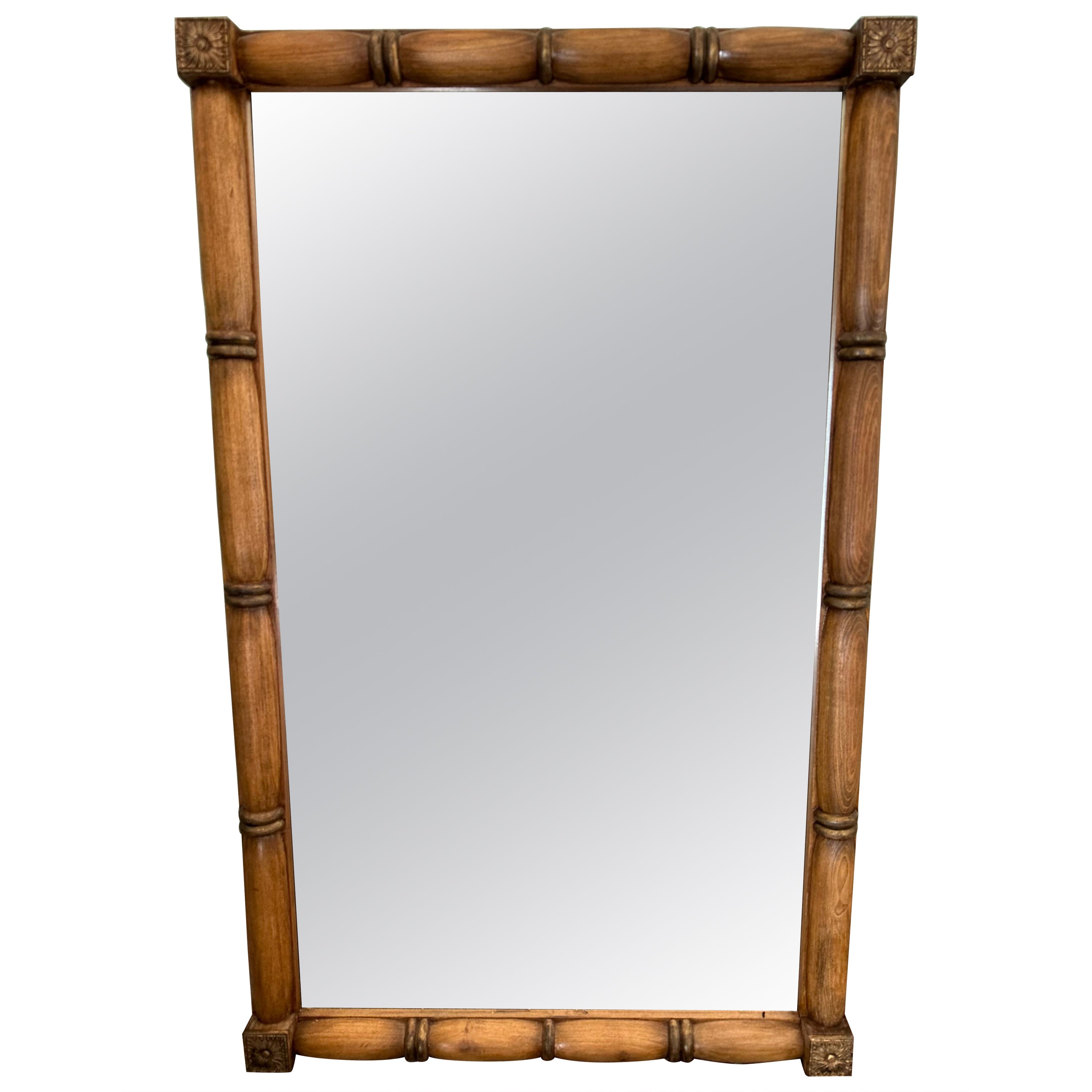 Faux bamboo Turned Wood Mirror For Sale