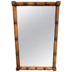 Vintage Faux bamboo Turned Wood Mirror