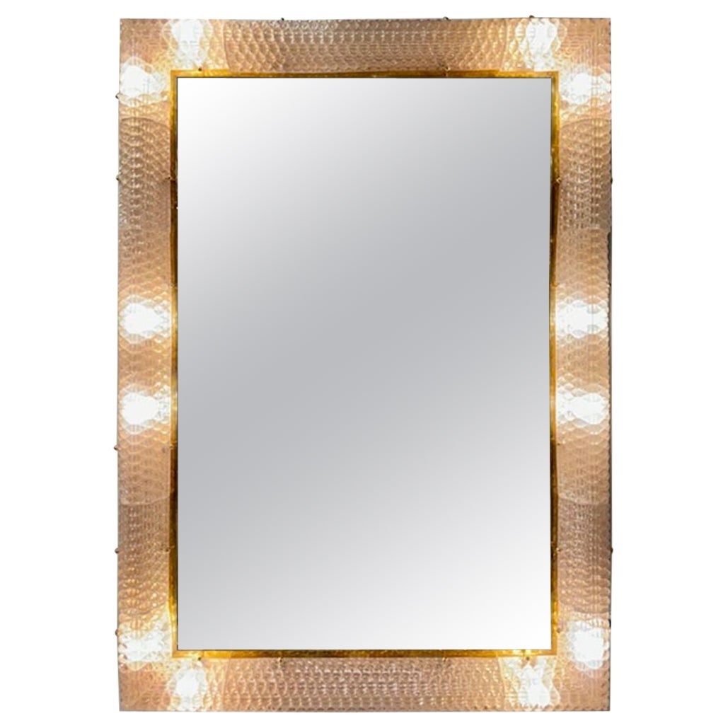 Murano Blush Glass Light-Up Mirrors For Sale