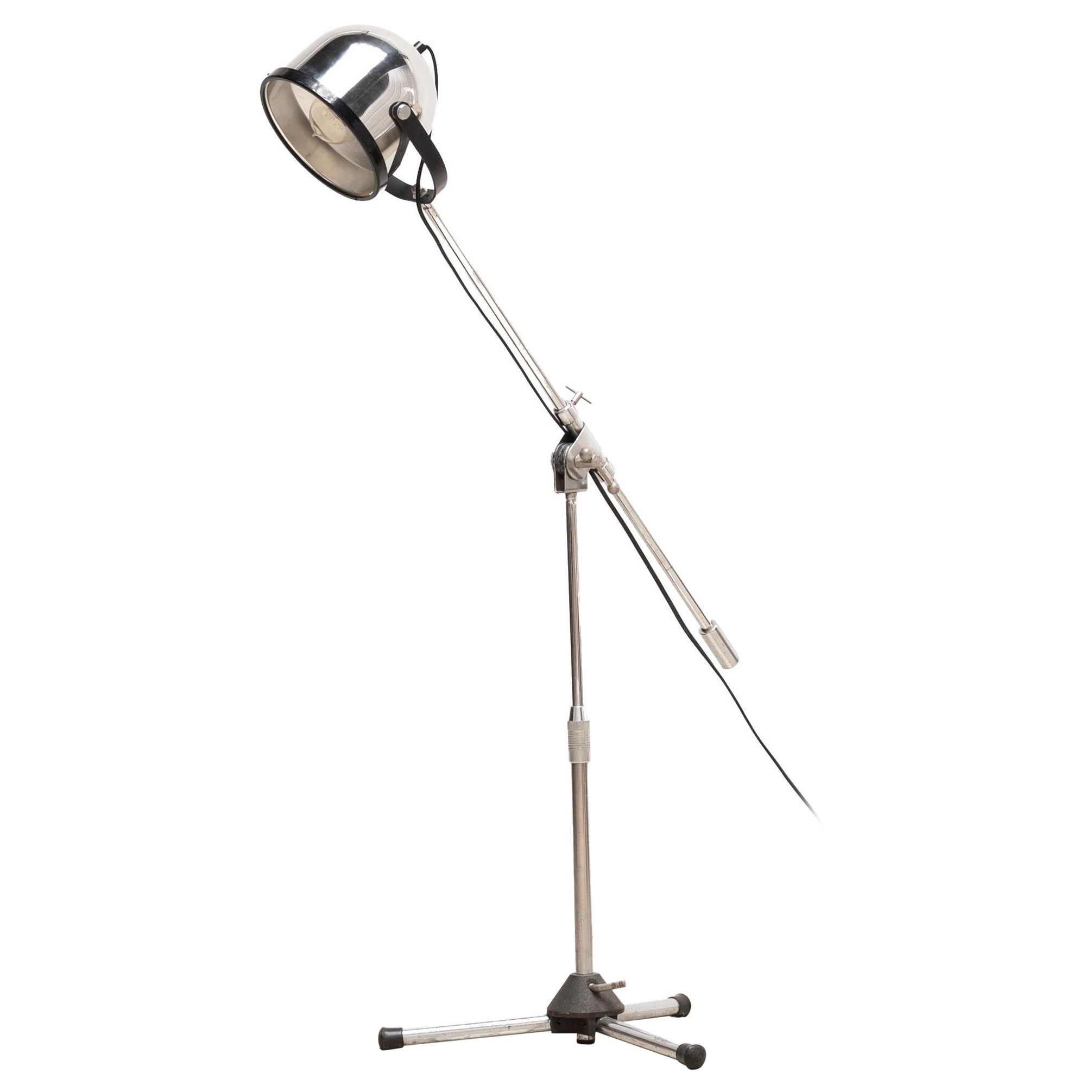 Chromed Metal Swiveling Stand Lamp BY GAE AULENTI & LIVIO CASTIGLIONI , STILNOVO For Sale