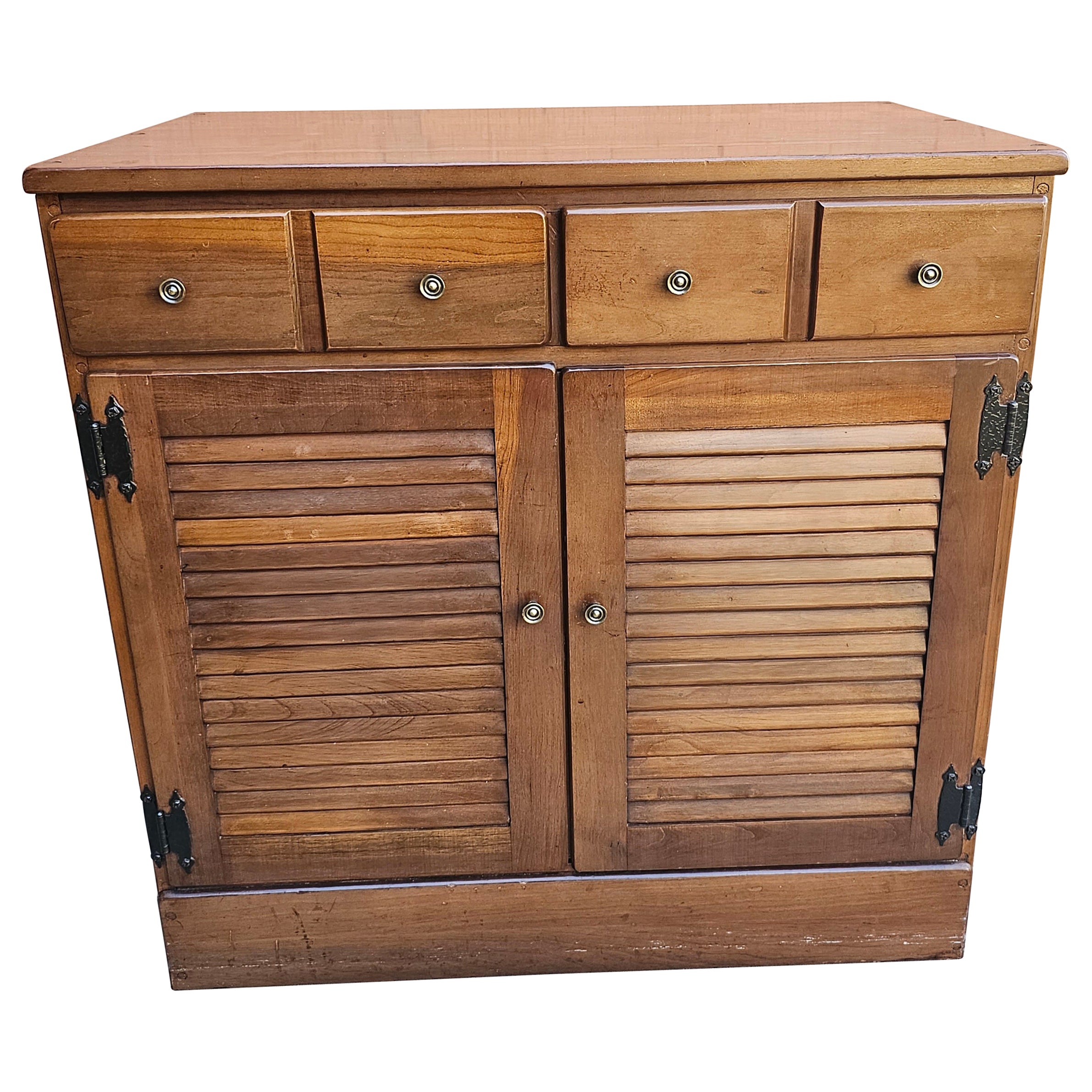 Mid 20th Century Solid Cherry Storage Side Cabinet, Circa 1970s For Sale