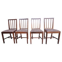 Early 20th C. Set of Four Federal Style Satinwood Inlaid Mahogany Side Chairs
