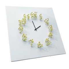 Horloge murale Mocap « blanc/jaune » illusionniste